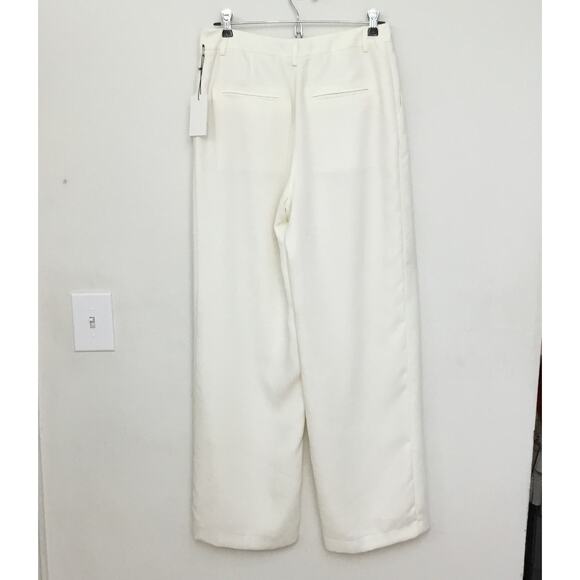 SOMETHING NAVY Ivory Pleated Wide Leg Trousers - Size 8 - Picture 3 of 12